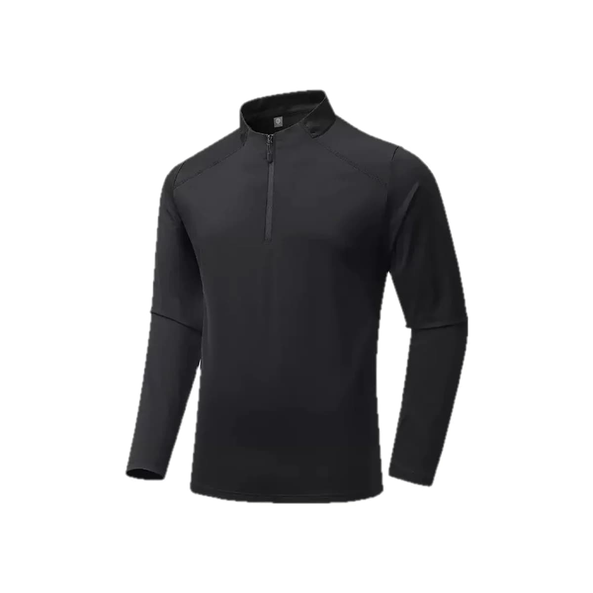 Quarter Zip Long Sleeve Top in Black